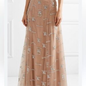 New authentic Burberry logo tulle maxi skirt